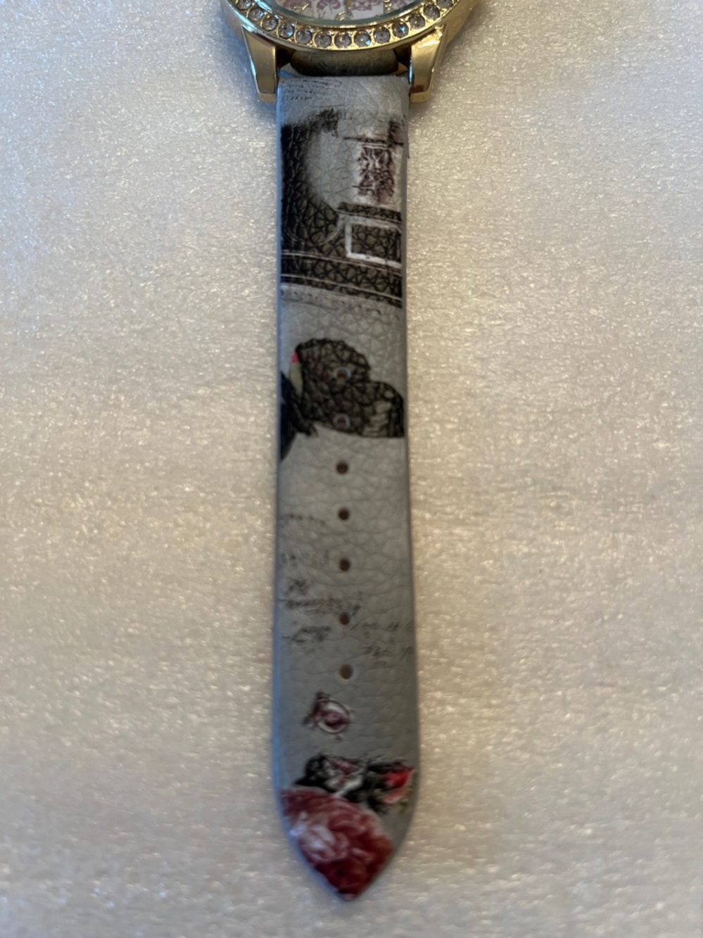Floral Dial Rhinestone Accent Women's Watch in Light grey - Picture 3 of 7
